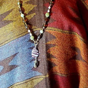 30"LEARTHER GLAMOURITE, BEADED NECKLACE.